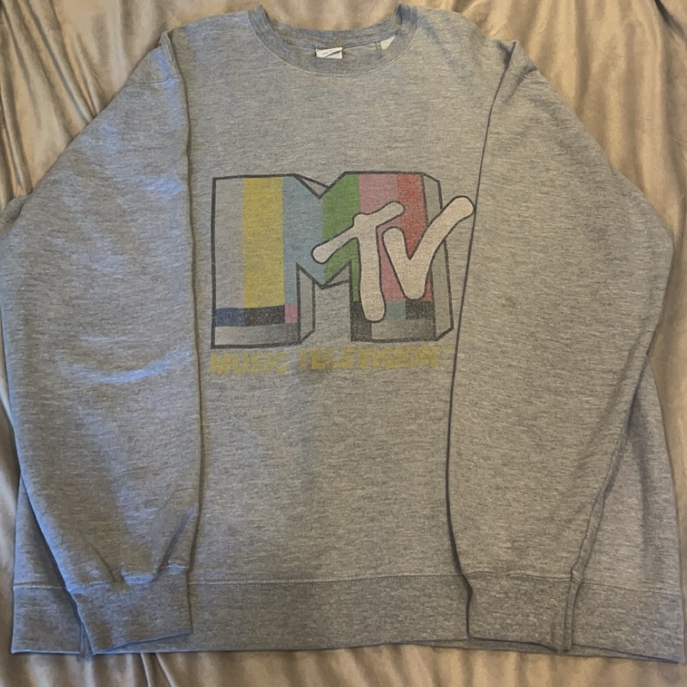 MTV Vintage Logo Crewneck Sweatshirt - Size XL (With Minor Stains)